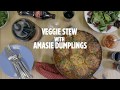 Veggie stew with amasie dumplings