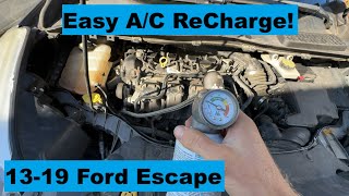 How to ReCharge AC Ford Escape 13 14 15 16 17 18 19 2013 2014 2015 2016 2017 2018 2019