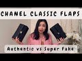 Chanel classic flaps  authentic vs super fake 
