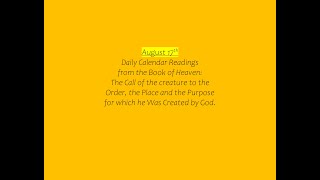 August 17th Daily Calendar Readings from the Book of Heaven