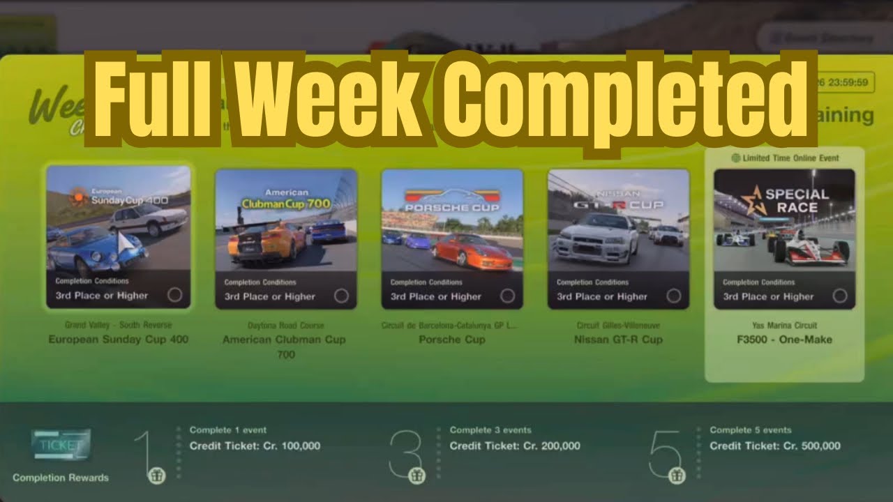 GT7 Weekly Challenges Week 1 | All 5 Races Completed (Full Rewards ...