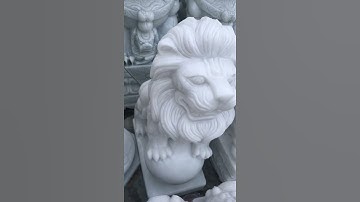 đôi sử tử đá trắng cao 80cm