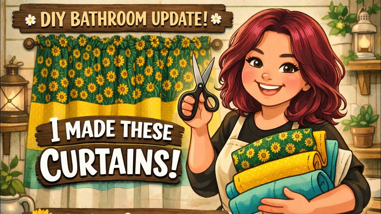 DIY Bathroom Update on a Budget | I Made These Farmhouse Curtains!