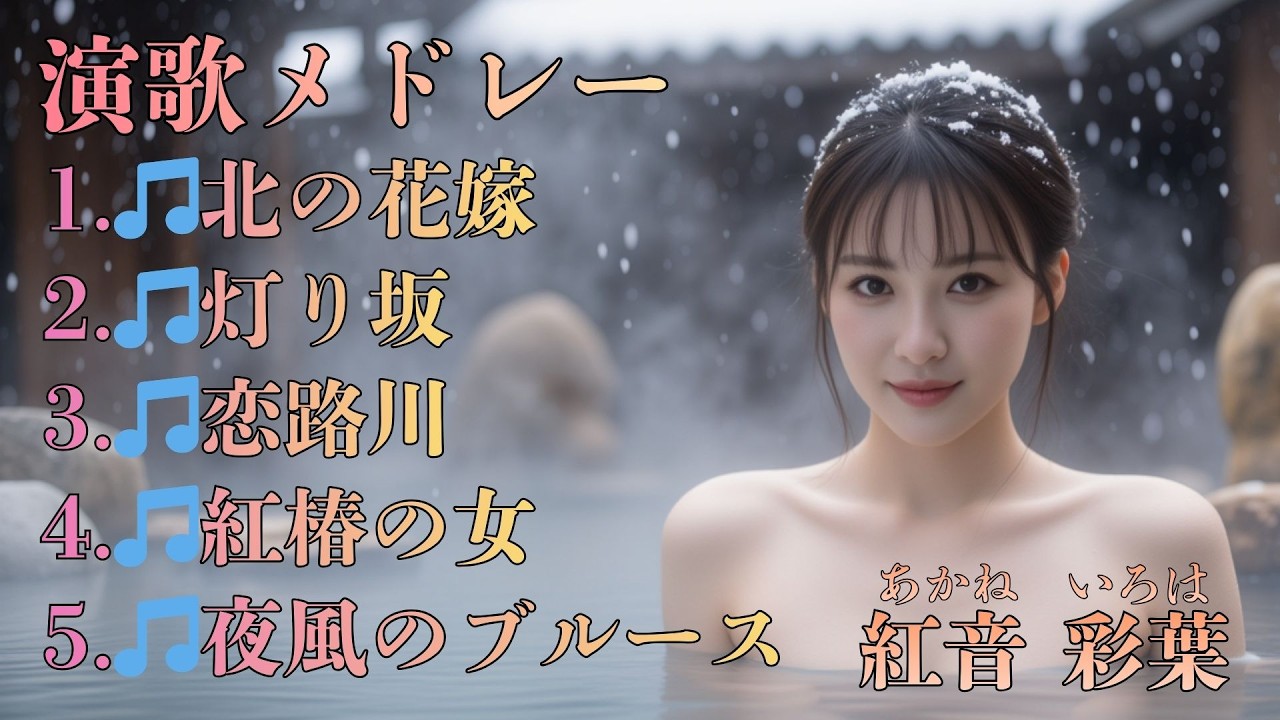 【AI演歌 名曲集】🎵北の花嫁／🎵灯り坂／🎵恋路川／🎵紅椿の女／🎵夜風のブルース｜心に沁みる5曲コンピレーション