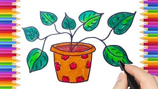 How To Draw cute plant Drawing, Painting & Coloring For Kids and Toddlers_ Child Art 🐋🌈🎨