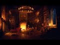 Ancient Library Room - Relaxing Thunder & Rain Sounds, Crackling Fireplace