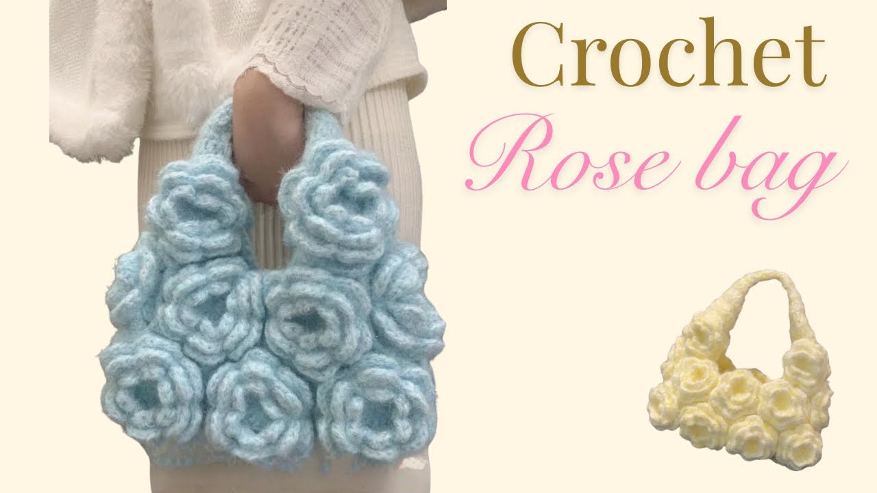 Crochet Viral Rose Flower Bag Tutorial⭐️ 😍 | Step-by-Step Tutorial | (So Fluffy!)🤍