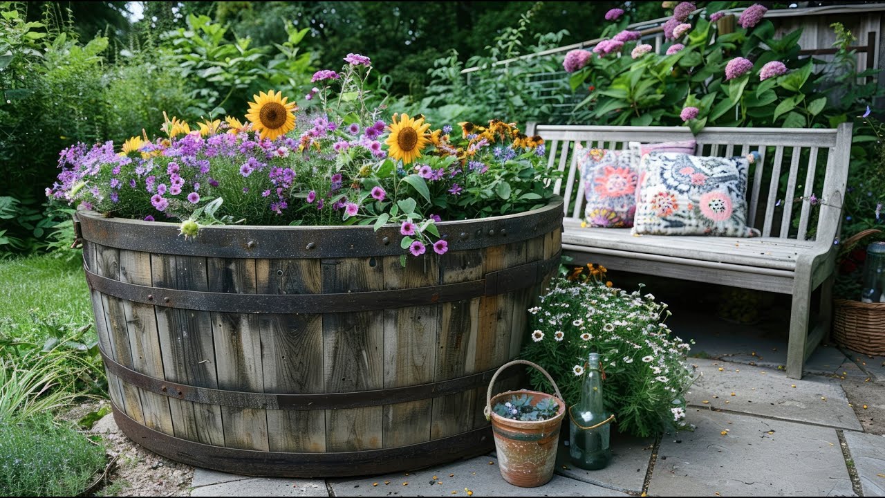 Upcycled Floral Display Ideas for a Rustic Farmhouse Backyard Garden