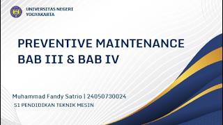 PREVENTIVE MAINTENANCE (Analisis Kritis Perawatan & Penentuan Interval Preventive Maintenance)