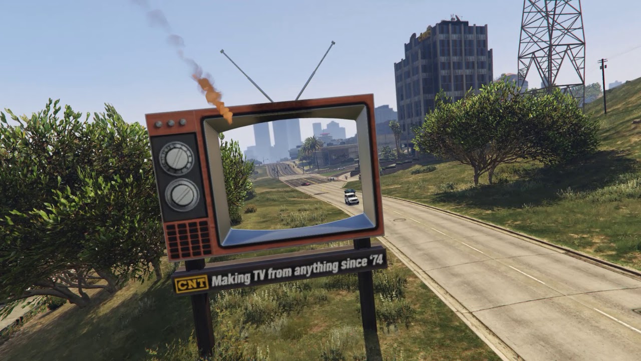 GTA:O - CNT TV screen ad stunt