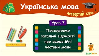 Повторюємо загальні відомості про самостійні частини мови. Урок 7. Українська мова. 4 клас