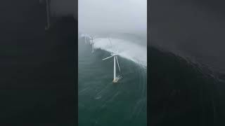 Massive Waves DESTROY Offshore Wind Turbines #storm #extreme
