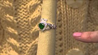 Solvar Sterling Silver & Green Crystal Claddagh Ring with Jane Treacy