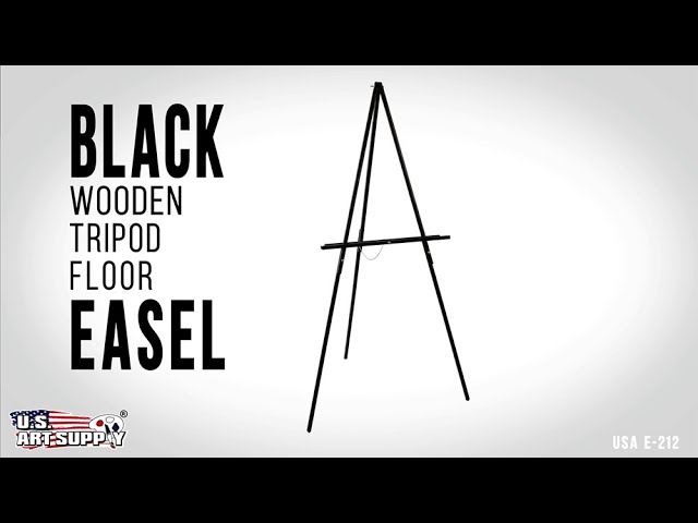 U.S. Art Supply, Black Wooden Tripod Floor Easel