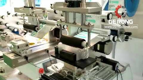 Shampoo bottle semi automatic top flat labeling machine testing video