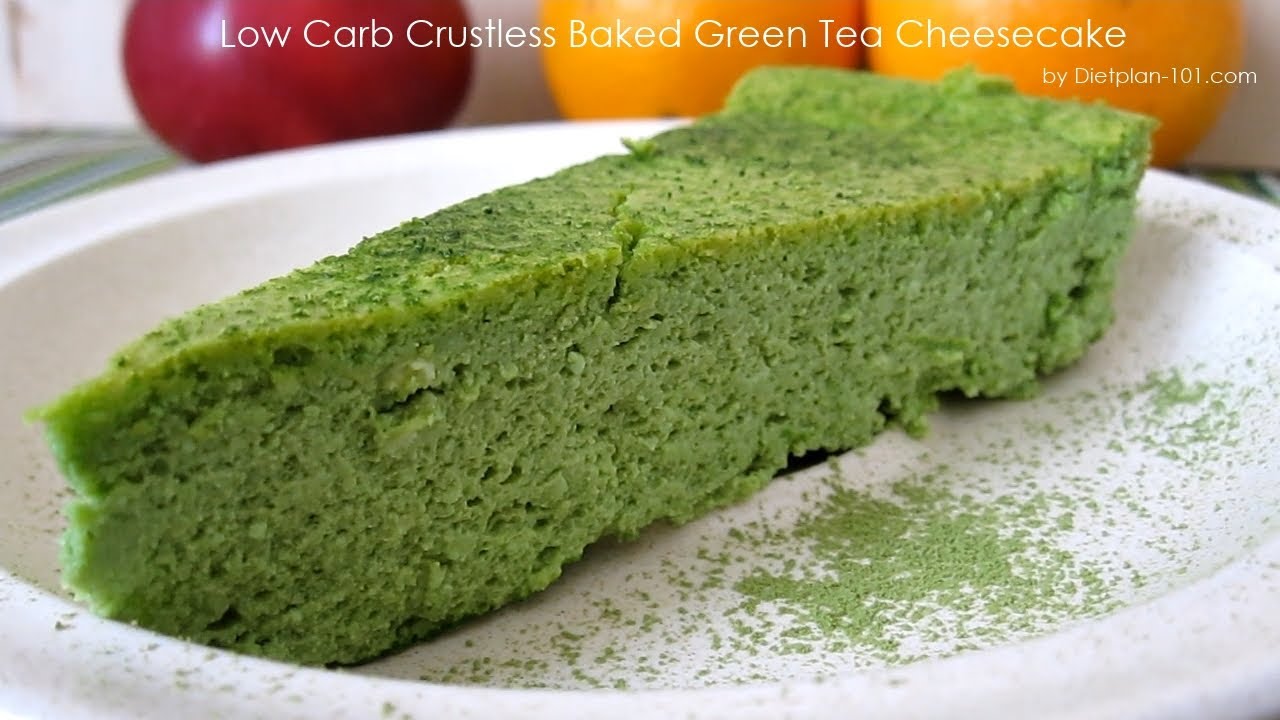 Low Carb Crustless Baked Green Tea Cheesecake YouTube