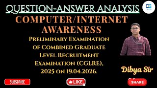 Answer Key of Computer/Internet Awareness of Preliminary Exam of OSSCCGLRE-2025 held on 19.04 2026