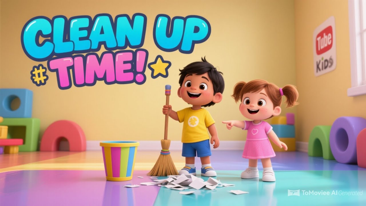 Bits of Paper Clean Up Song 🧻🧹 | Fun Cleaning Song for Kids | Preschool Tidy Up Music
