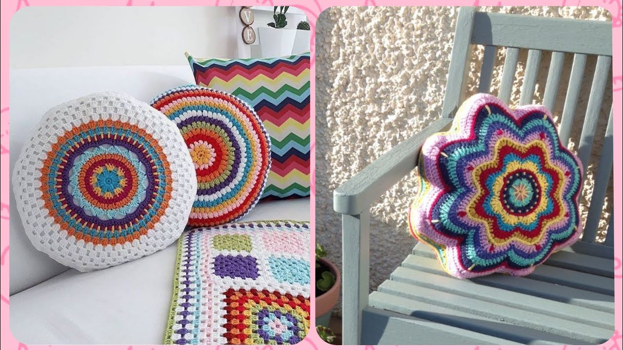 Attractive crochet Cushion Cover patterns Knitted Patterns YouTube