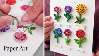 6 flower designs Paper Quilling Art Autumn Tutorial