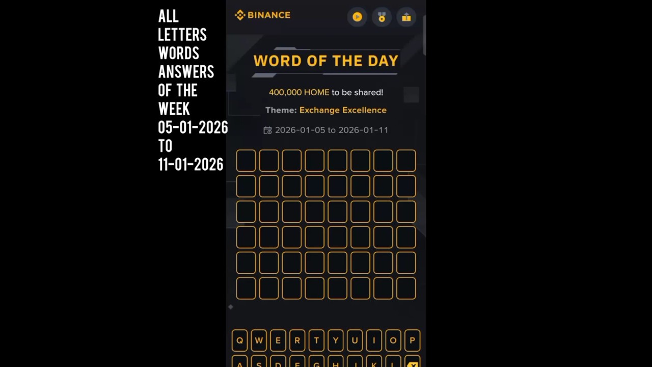 Binance Word of the Day 05-01-26 to 11-01-26|All Binance 3,4,5,6,7,8 Letters Words| All WOTD Answers