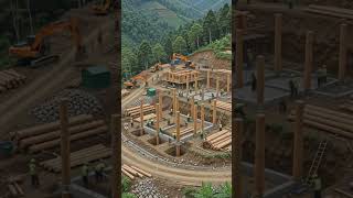 🏔️➡️🏡 Building a Beautiful Wooden Mountain Village | Mega Construction Transformation ✨🚧
