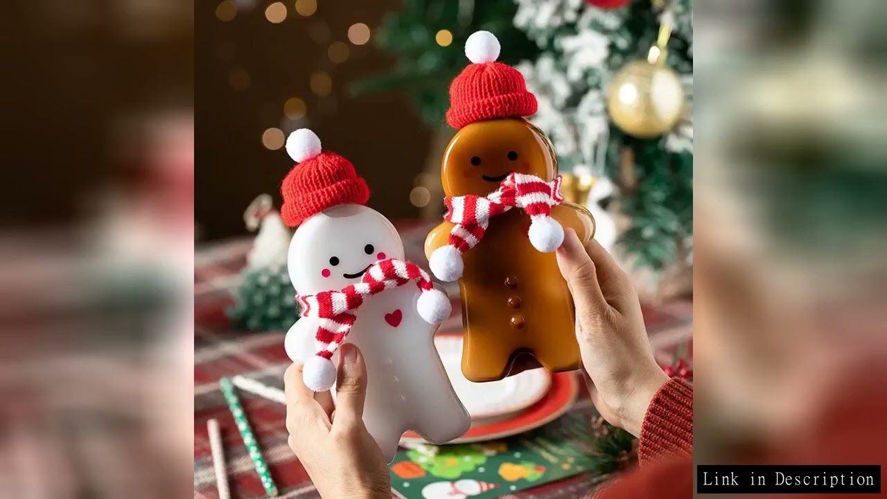 Kawaii Christmas Water Bottle Christmas Party Decoration Gingerbread Man Snowman Shaker Cup Juice Dr