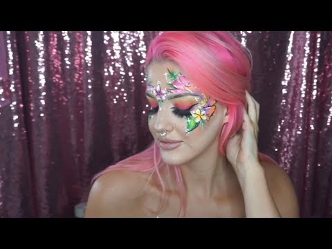 TROPICAL FLOWERS ONE STROKE FACE PAINT DESIGN