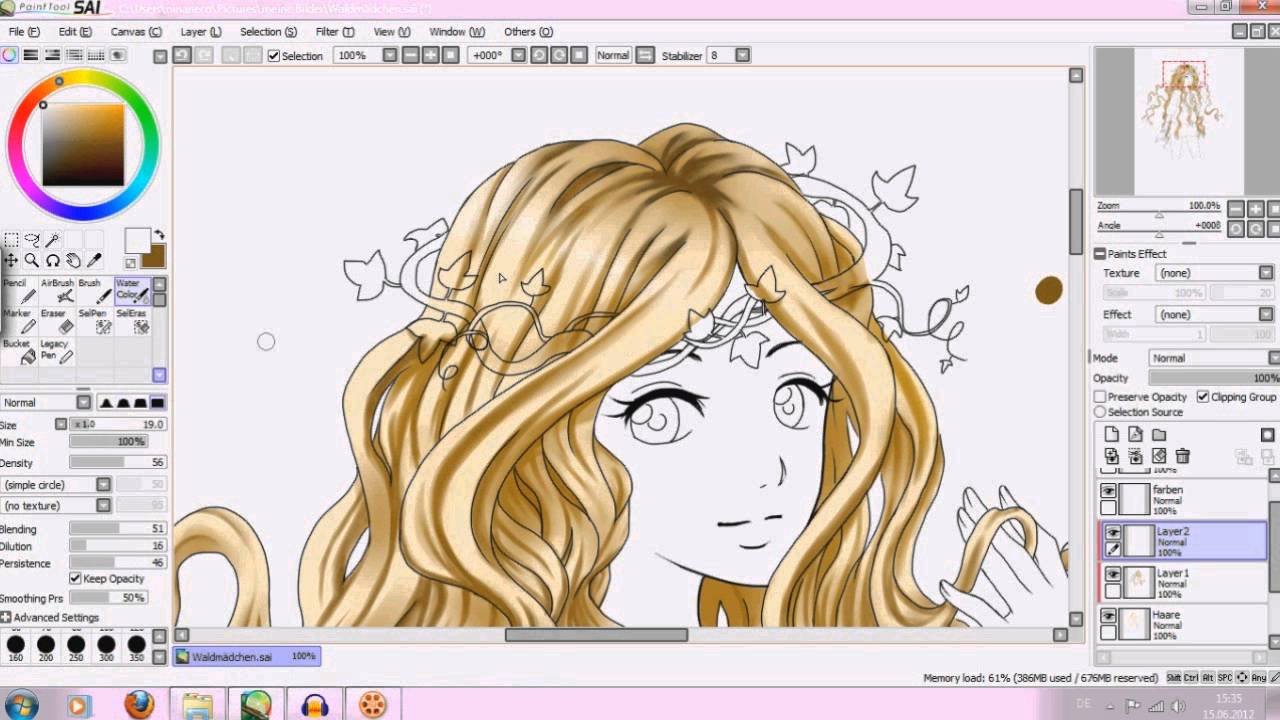 Let's Draw Manga #33 - Haare einfärben & Haarglanz in SAI (Tutorial ...