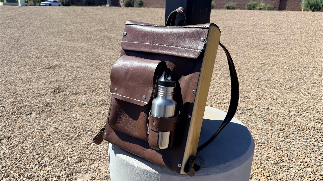 commissioning a custom leather backpack Company Logo Branded Perfect for day New wood sided leather backpack