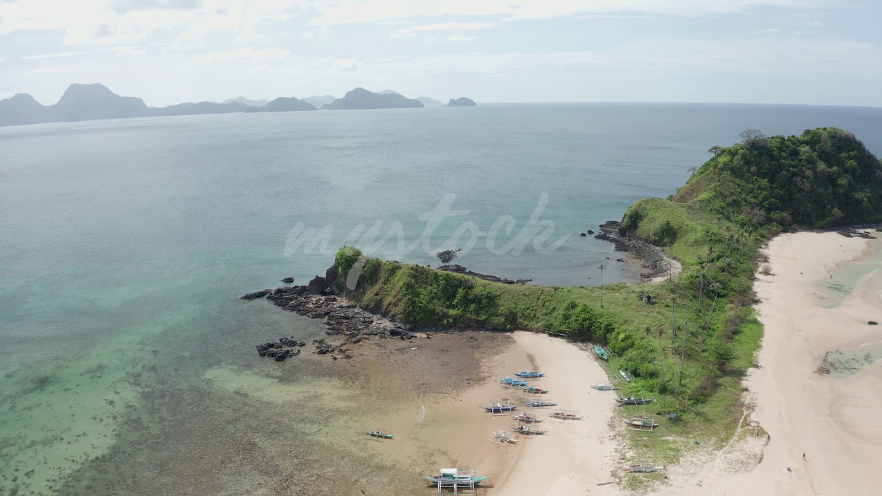 Nacpan Beach EL NIDO PHILIPPINES Aerial Video - 4K Stock Footage - Item 