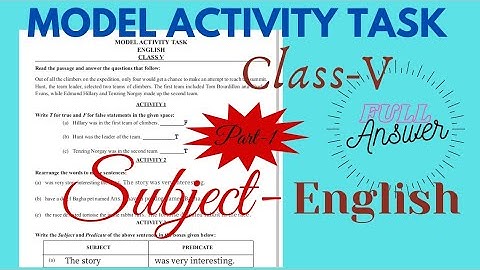 model activity task class 5  part -1 answer | subject English | Model Activity Task-1 Class-V