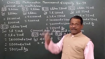 Class 3 Learning Mathematics Measurement of Capacity Ex 58 By Manoj Prasad Karn.