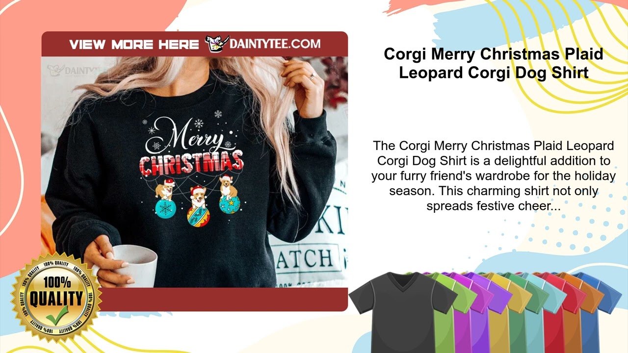 Corgi Merry Christmas Plaid Leopard Corgi Dog Shirt