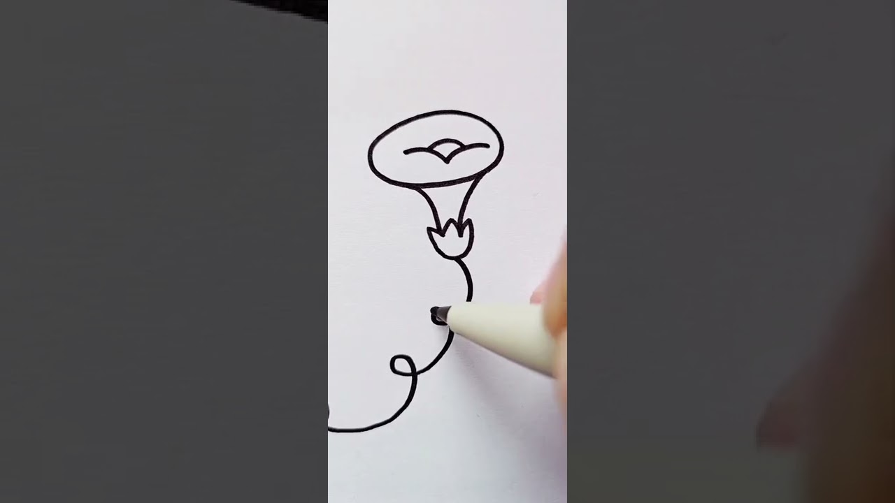This is how to draw a trumpet flower in seconds simple strokes YouTube