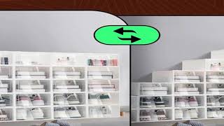 20PCS Clear Shoe Boxes Foldable Design DIY Placement Easy to Clean Shoes Storage Orga