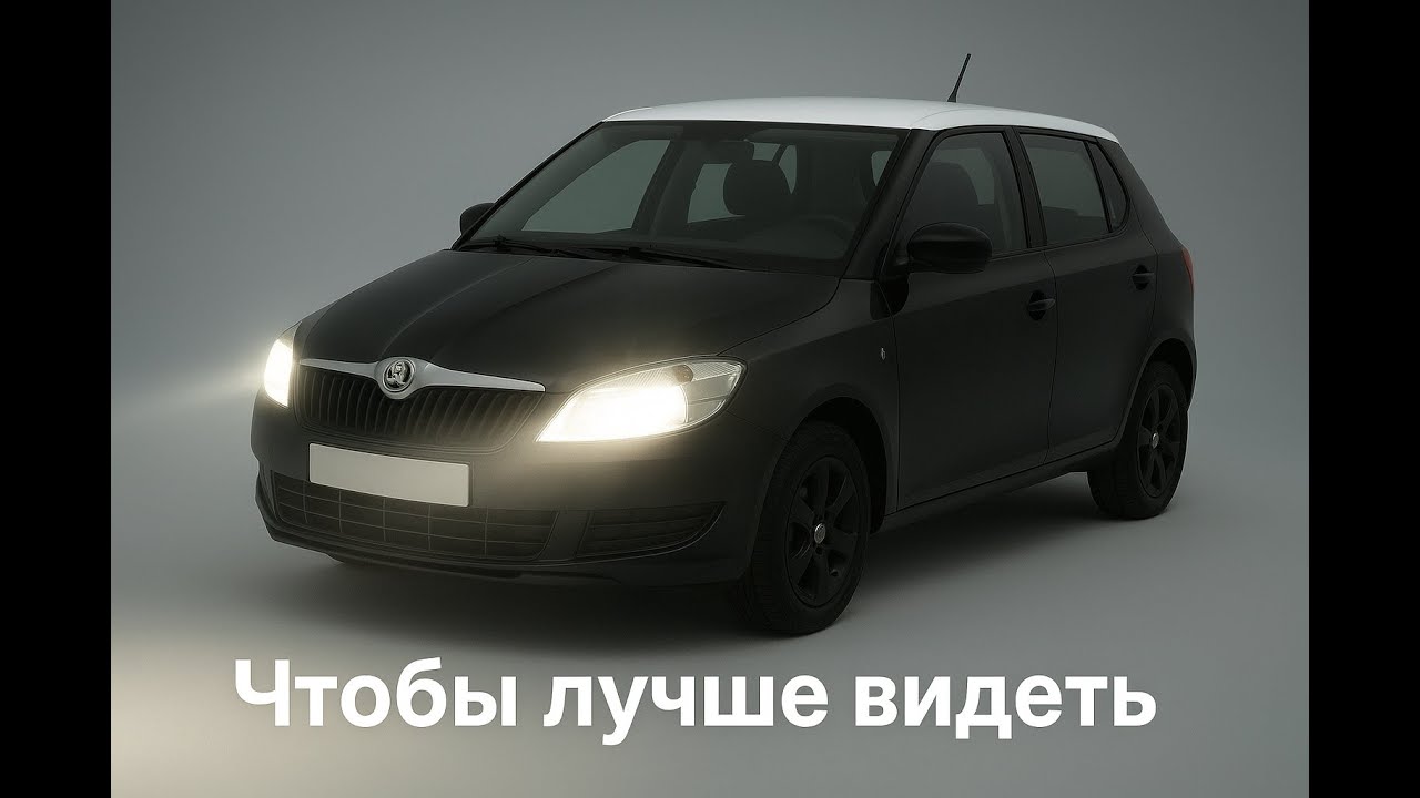 Примерка светодиодных ламп головного света на Skoda Fabia 2