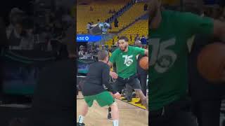 Celebrity Jayson Tatum and Jaylen Brown warming up for Game 5 🍀 Net Worth