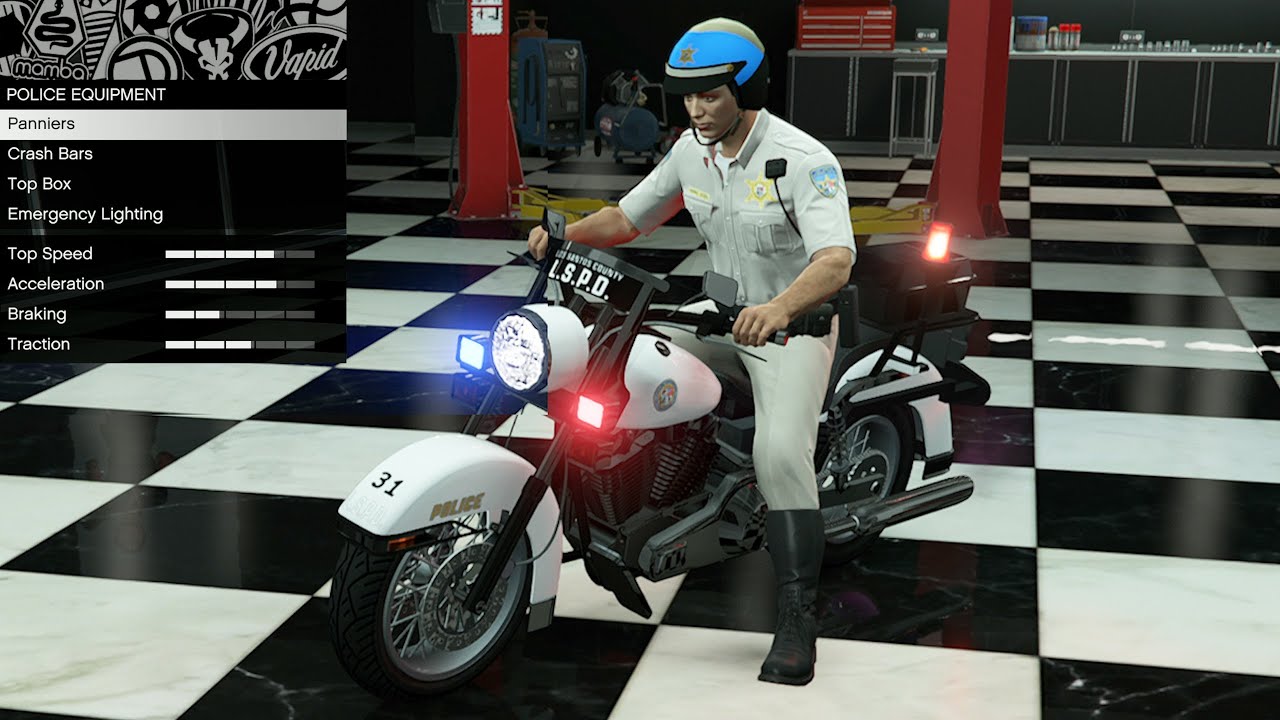 GTA 5 — DLC «Настройка транспортного средства» — Western Police Bike (Harley-Davidson FLHP Road K...