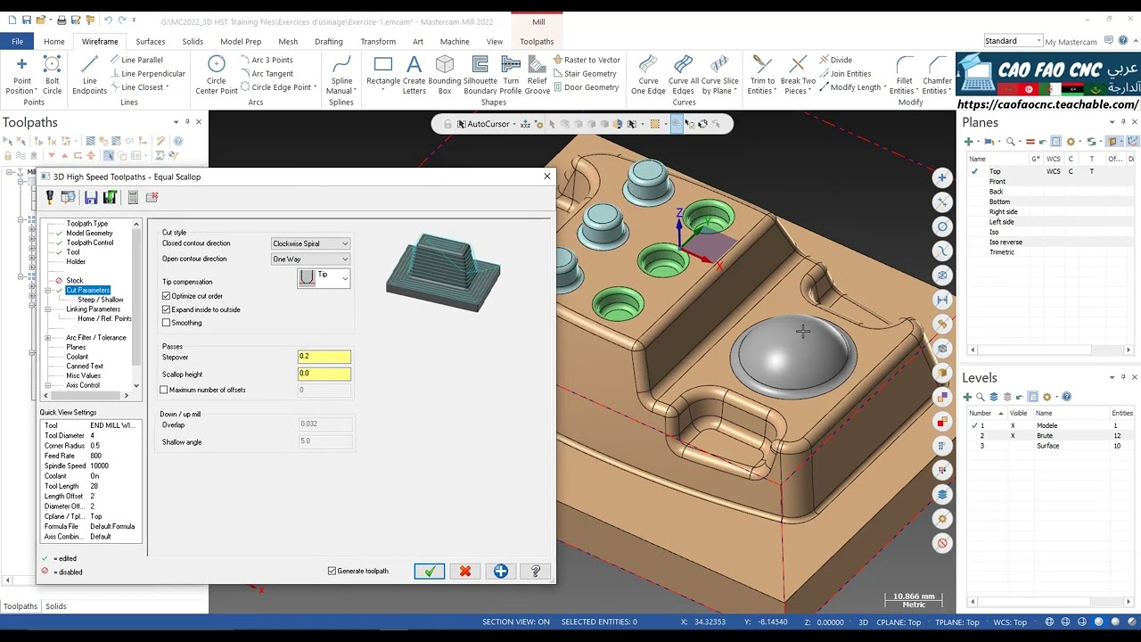 Exercice-1: Mastercam Equal scallop