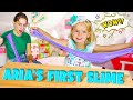 Karina teaches her sister Aria how to make slime. SIS vs SIS #shorts