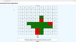 Free WordSearch with Your own WordList From Google Sheets