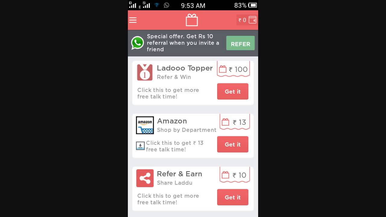 Ladooo - Get Free Recharge Just check ads India's #1 app for free mobile...
