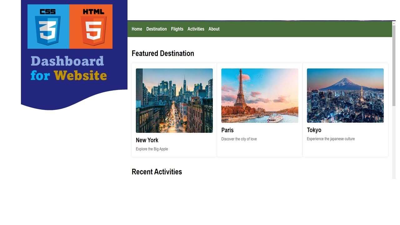 How to create Dashboard for website by using HTML and CSS | #Maniche ...
