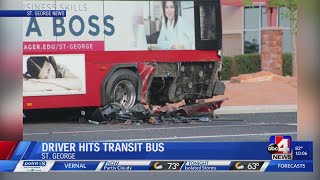 Utah driver who hit transit bus, arrested for suspicion of DUI, police say