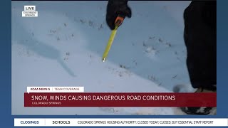 Snow, wind causing dangerous road conditions
