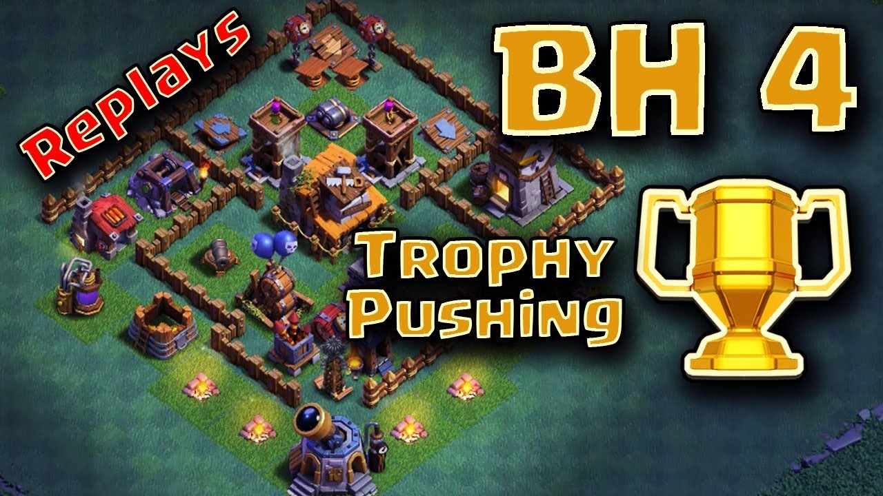 Best BH4 Trophy pushing Base | w/Replays | Anti 3 star base