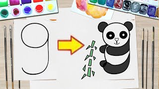 Vẽ gấu trúc từ số 9 - Vẽ các con vật từ số đếm đơn giản, Vẽ con thỏ | KN Kids screenshot 2