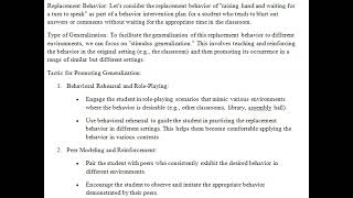 Choose a replacement behavior that could be taught to a student as part of a behavior intervention