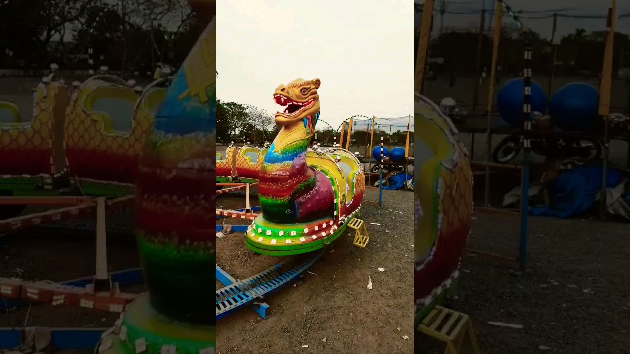 Dragon train ride in amusement park 